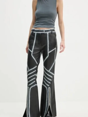 Stand Studio spodnie skórzane Moto Trousers Detailed damskie kolor czarny dzwony high waist 62287-7030