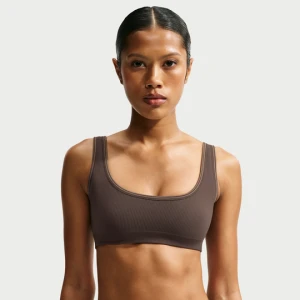 Stanik damski mikro z pogłębionym dekoltem NikeSKIMS Ribbed Seamless - Brązowy