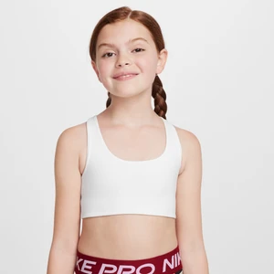 Stanik sportowy o wydłużonym kroju dla dużych dzieci (dziewcząt) Nike One - Biel