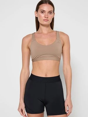 Stanik sportowy z średnim wsparciem Adidas brązowy