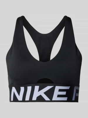 Stanik typu bokserka z wycięciem i detale z logo Nike Czarny