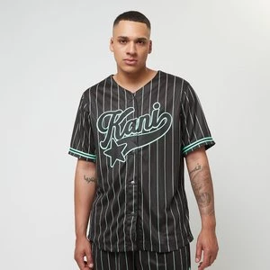 Star Logo Pinstripe Baseball Shirt, markiKarl Kani, Jerseys, w kolorze czarny, rozmiar: