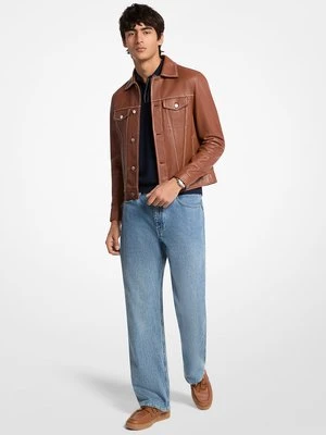 Stębnowana skórzana kurtka typu trucker Michael Kors Mens