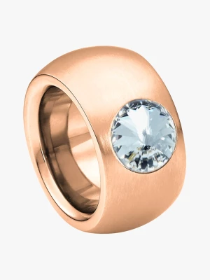 Steel_Art Pozłacany pierścionek z kryształem rozmiar: 50