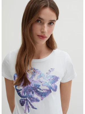 STEFANEL Koszulka w kolorze biało-fioletowym rozmiar: S