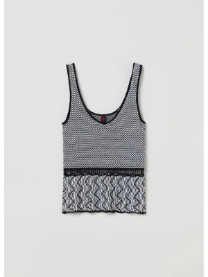 STEFANEL Top w kolorze czarno-białym rozmiar: L