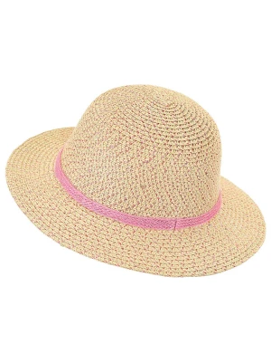 Sterntaler Kapelusz słomkowy "Pailletten" w kolorze beżowo-jasnoróżowym rozmiar: 53 cm