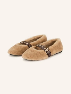 Steve Madden Baleriny Mary Jane Toasty Ze Sztucznego Futra braun