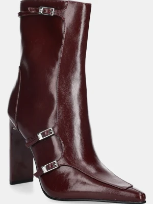 Steve Madden botki Fastened damskie kolor bordowy na słupku 11004818