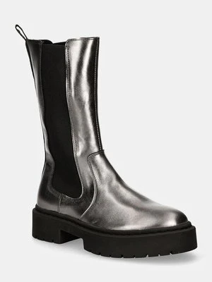 Steve Madden botki Ginny damskie kolor srebrny na płaskim obcasie SM11003332