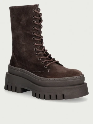 Steve Madden botki na platformie damskie zamszowe Coast brązowy