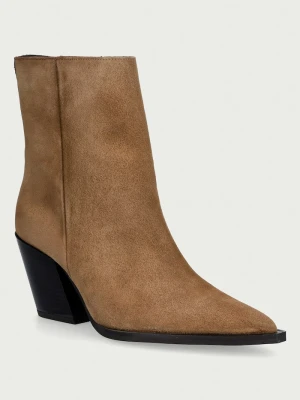 Steve Madden botki na słupku damskie zamszowe Melle brązowy