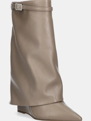 Steve Madden botki Shocker damskie kolor beżowy na koturnie 11002871