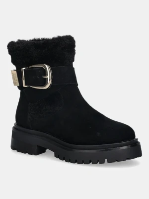 Steve Madden botki zamszowe dziecięce Lodge damskie kolor czarny na płaskim obcasie 11004980