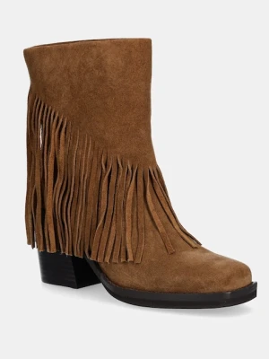 Steve Madden botki zamszowe Pia-F damskie kolor brązowy na słupku 11004805