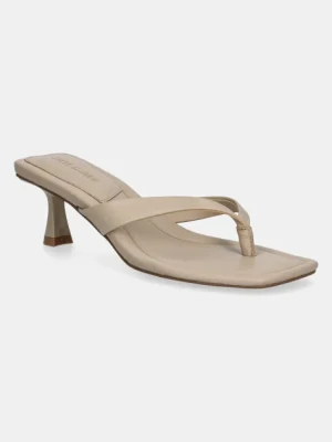 Steve Madden japonki skórzane Heyley damskie kolor beżowy na słupku SM11003831