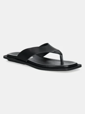 Steve Madden japonki skórzane Splash damskie kolor czarny na płaskim obcasie SM11003722