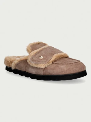 Steve Madden klapki damskie zamszowe Bomb-SM beżowy
