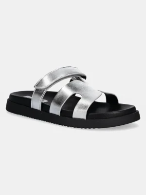 Steve Madden klapki skórzane Missile damskie kolor srebrny SM11003028