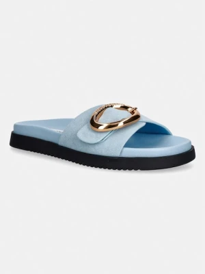 Steve Madden klapki z odkrytymi palcami damskie zamszowe Mistify niebieski