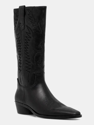 Steve Madden kowbojki skórzane Trevi damskie kolor czarny na słupku 11004909