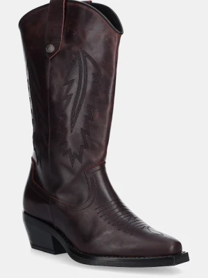 Steve Madden kowbojki skórzane Wallace damskie kolor bordowy na słupku 11003850