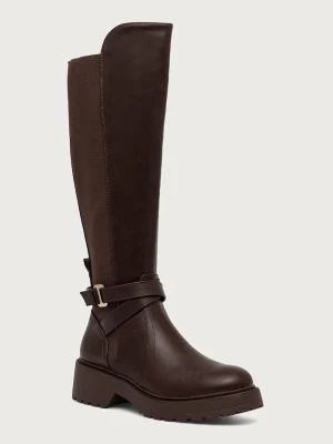 Steve Madden kozaki na platformie damskie Caller brązowy