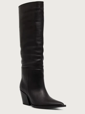 Steve Madden kozaki na słupku damskie skórzane Menthe czarny