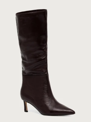 Steve Madden kozaki na szpilce damskie skórzane Lavan bordowy
