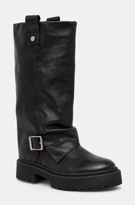 Steve Madden kozaki skórzane Godiva damskie kolor czarny na platformie SM11003413