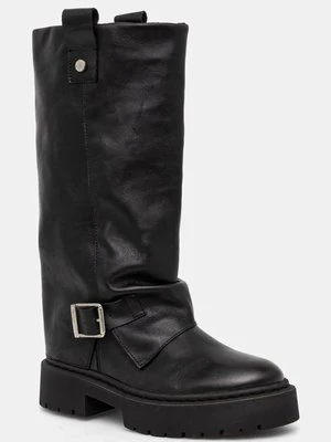 Steve Madden kozaki skórzane Godiva damskie kolor czarny na platformie SM11003413