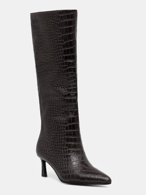 Steve Madden kozaki skórzane Lavan damskie kolor brązowy na szpilce 11003290