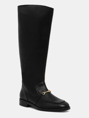 Steve Madden kozaki skórzane Night damskie kolor czarny na płaskim obcasie 11004951