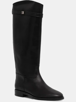 Steve Madden kozaki skórzane Novi damskie kolor czarny na płaskim obcasie 11004728