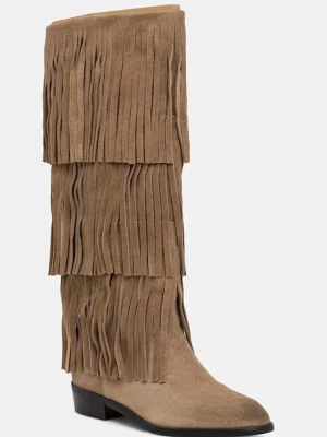 Steve Madden kozaki Spur damskie kolor beżowy na płaskim obcasie 11003916