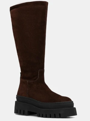 Steve Madden kozaki zamszowe Chipp damskie kolor brązowy na platformie 11004664