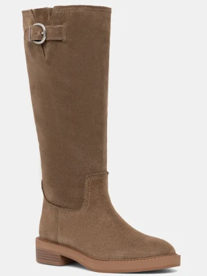Steve Madden kozaki zamszowe La Rue damskie kolor beżowy na płaskim obcasie 11004871