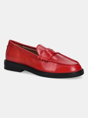 Steve Madden mokasyny skórzane Adison damskie kolor czerwony na płaskim obcasie 11004736
