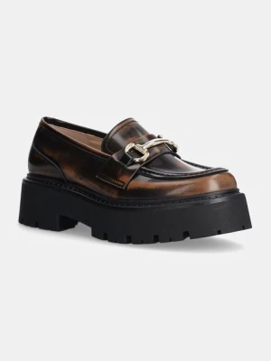 Zdjęcie produktu Steve Madden mokasyny skórzane Occupy damskie kolor brązowy na platformie SM11003276