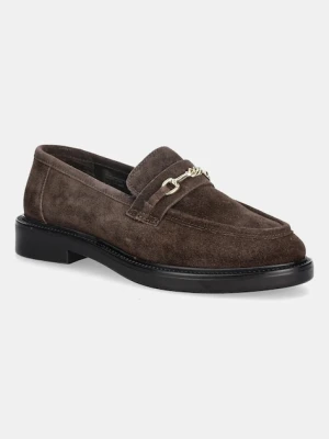 Steve Madden mokasyny zamszowe Huddles damskie kolor brązowy na płaskim obcasie 11002911