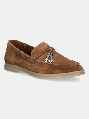 Steve Madden mokasyny zamszowe Portland damskie kolor brązowy na płaskim obcasie 11003148
