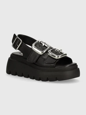 Steve Madden sandały skórzane Transporter damskie kolor czarny na platformie SM11003060