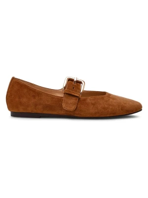 Steve Madden Skórzane baleriny w kolorze jasnobrązowym z paskiem rozmiar: 40