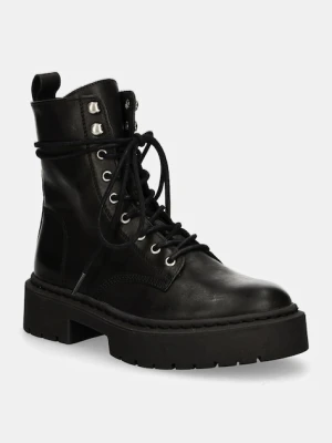 Steve Madden workery skórzane Gusto damskie kolor czarny na płaskim obcasie SM11003330