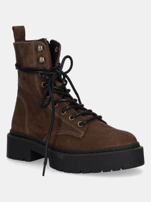 Steve Madden workery zamszowe Gusto damskie kolor brązowy na platformie 11003330
