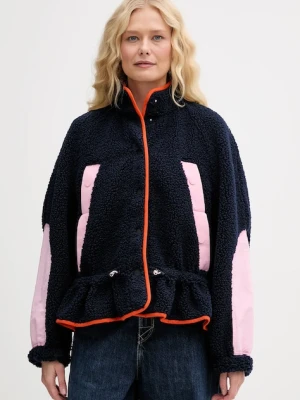 Stine Goya bluza polarowa damska kolor granatowy z aplikacją SG-AW25-J058-2412