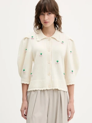 Stine Goya kardigan z dodatkiem wełny damski kolor beżowy SG-AW25-K044-2359