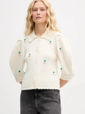 Stine Goya kardigan z dodatkiem wełny damski kolor beżowy SG-AW25-K044-2359