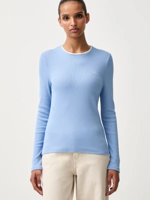 Stine Goya longsleeve damski bawełniany z elastanem niebieski