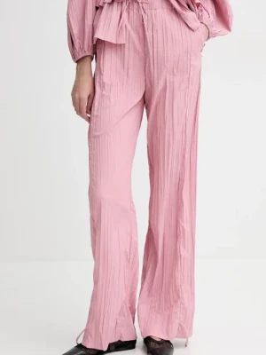 Stine Goya spodnie damskie kolor różowy proste high waist SG-SS25-P078-2342